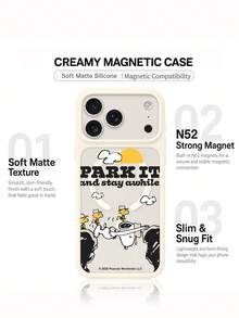 Miniso X Snoopy Phone Case With Magnetic Charging Function, Compatible With Apple Iphone 18 Pro 18promax 17ProMax 17Pro 16 Pro Max/15 Plus/14/Iphone13/IP 17/15Pro/12 Pro/11/16 Plus, Winter Phone Case Halloween And Christmas Holiday Gift For Friends And Family - Beige - View 3