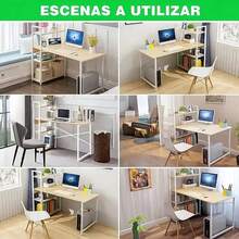 Minimalist Home Computer Desk 100*40*100 Beige - Black - View 6