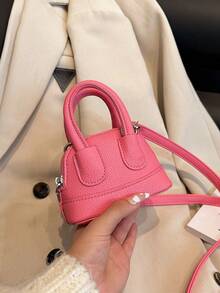This Single-Pack Of , Cute Candy-Colored Mini Seashell Bag With A Lychee Pattern Is A Pu Crossbody Bag Perfect For Everyday Use. - Multicolor - View 15
