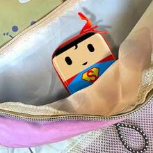 Warner Bros 1pc Batman Superman Cartoon Coin Purse, Short Wallet, Creative Square Storage Box, Card Holder, Hanging Bag, Coin & Card Holder, Data Cable Accessory, Key Holder, Cute Academic Style Earphone, Multi-Functional Digital ID Storage Bag, Hobby Collection Display & Storage, Party Favor, Party Accessory, Perfect Halloween, Christmas, Birthday, Holiday Party, Graduation Party Gift For Best Friend - Multicolor - View 8