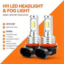 Heyword 2入 CSP LED 霧燈/大燈 H1、H7、H9、H11、9005、9006、HB3、HB4，配備 6000K 白光 LED 燈珠 - White - 查看 8