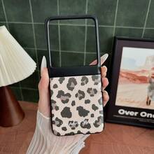 1pc Leopard Print Protective Case For Samsung Galaxy Z Flip 8/7/6/5 Foldable Phone - Camel - View 6