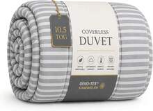 Coverless Duvet 10.5 Tog Lightweight Reversible Stripe Design Comforter, Soft Microfibre & Hollowfibre Filling, Suitable For All Season, Machine Washable - Grey - View 9