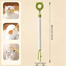 3-In-1 Retractable Cat Grooming Tool, Soft Round Head Massage Brush With Cat Teaser Function, Suitable For Indoor Cats To Interact And Groom, Can Remove Loose Fur And Dead Hair, Daily Cat Care Product, Multiple Colors Randomly Shipped - View 9