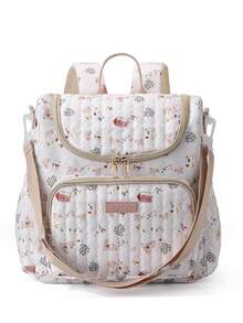 1pc Multifunctional Large Capacity Ditsy Floral Mommy Backpack, Can Be Hung On Stroller - Multicolor - View 14
