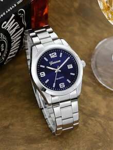 Men's Alloy Strap Calendar Watch, Single Watch Without Box, Suitable For Sports, Business, Casual Wear, Successful Individuals - Silver - View 6