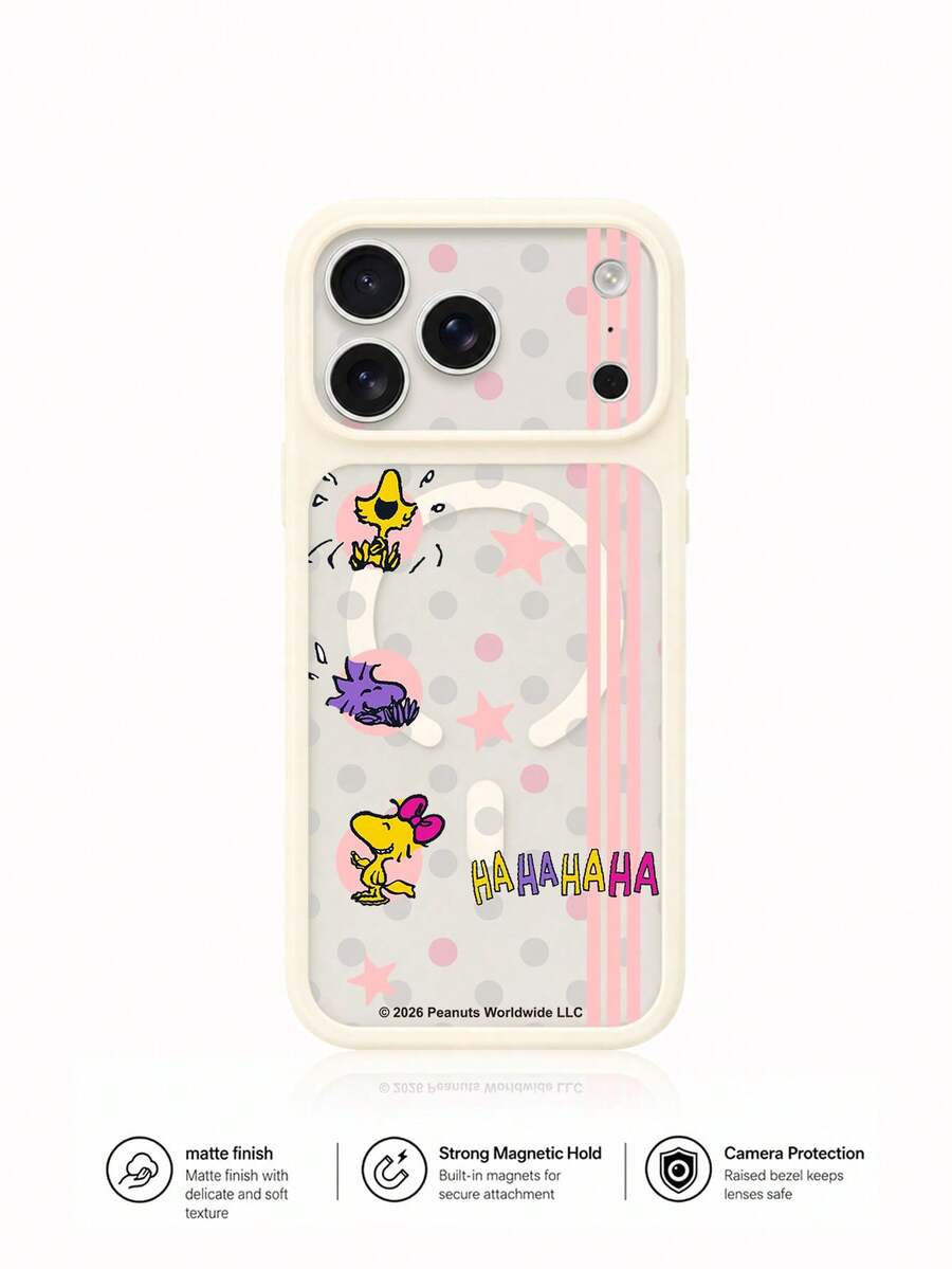 Miniso X Snoopy Phone Case With Magnetic Charging Function, Compatible With Apple Iphone 18 Pro 18promax 17ProMax 17Pro 16 Pro Max/15 Plus/14/Iphone13/IP 17/15Pro/12 Pro/11/16 Plus, Winter Phone Case Halloween And Christmas Holiday Gift For Friends And Family - Beige - View 1