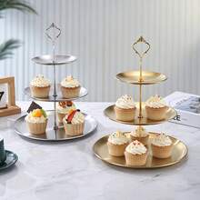 3pcs/4pcs European Style Multi-Tier Cake Stand (2pcs/3pcs Plates + 1pc Accessory), Suitable For Daily Use, Suitable For Snacks And Fruits, Widely Used For Tea Parties And Gathering Decoration, Suitable For Cupcakes, Donuts, Fruits, Kitchen, Christmas Gift - Silver - View 6