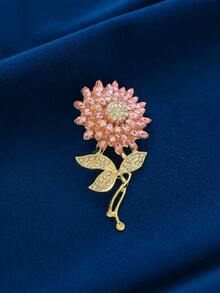 Creative Sunflower Rhinestone Brooch, Luxury High-End Women's Brooch - Pink - View 6