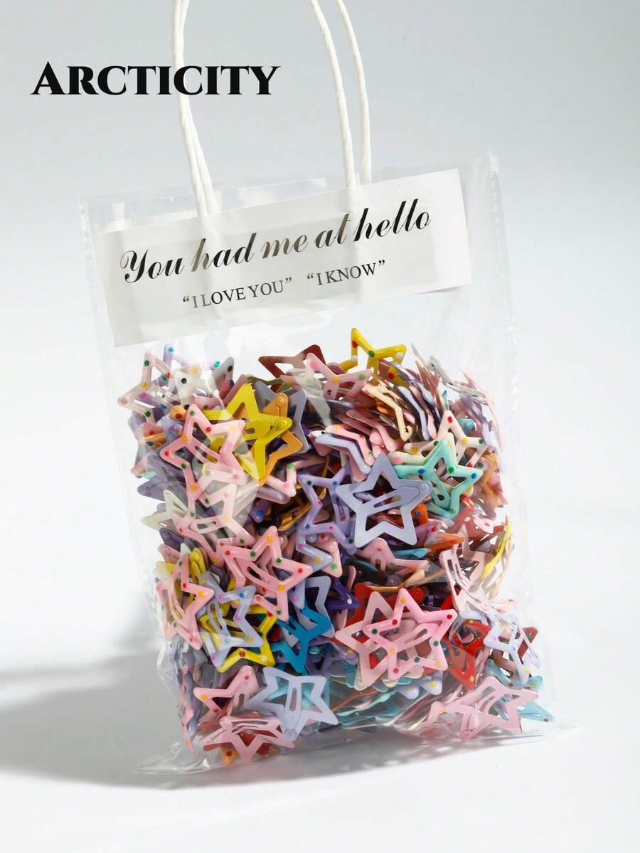 Arcticity 10/20pcs Colorful Hollow Star Hair Clips, Cute Bangs Clips Fashion Hair Accessories, Suitable For Women And Girls, No Storage Box Included