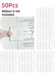 50pcs Blank Acrylic Tent-Style Place Cards, Arched Luggage Tags, Matte Acrylic Place Cards Without Ribbon, Wedding Guest Guide Cards, Place Card Holders, DIY Party Labels & Gift Tags - White - View 16