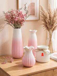 1pc Modern Pink Ceramic Vase, Suitable For Modern Desktop, Shelf, Home Decor, Wedding Party, Back To School, Holiday Celebration, Room Arrangement And Campus Use - Multicolor - View 11