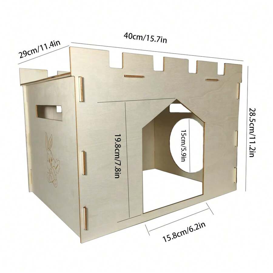 Rabbit House With Spacious Balcony, Detachable Hidden Play House, Suitable For Rabbits, Guinea Pigs, Hamsters And Other Small Animals' Hidden Castle