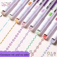 24Pcs Flower Shaped Contour Curve Pen, Highlighter Pen, Marker Pen, Wave Pen, Student Hand Pen, Key Point Marking Pen, Colored Set Of Marking Pens - Sets - View 5