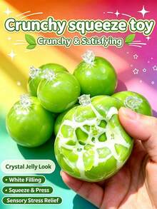 1pc ASMR Crispy Green Squishy Toy, Crispy Leather Squeezing Ball, Creaking Sound Sensory Fidget Toy, Portable Anti-Stress Decompression Toy For Office Home - Multicolor - View 1