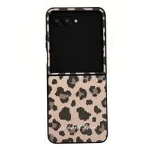 1pc Leopard Print Protective Case For Samsung Galaxy Z Flip 8/7/6/5 Foldable Phone - Camel - View 2