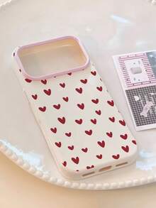 Full Screen Red Small Heart Contrast Color Buttons TPU+PC, Raised Lens Frame Shockproof Apple Smartphone Protective Case, Compatible With Iphone 18 17 16 15 14 13 12 11 Series Models, Christmas Holiday Gift For Friends, Classmates, Lovers Or Yourself - Multicolor - View 3