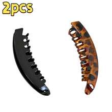 3/1pc Large Non-Slip Women's Ponytail Clip With Back Comb And Vertical Banana Clip, Thickened Enhanced Volumizing Effect, Brown/Black/Grey Leopard Print, Suitable For Braids, Buns And Updos, Halloween, Christmas - Multicolor - View 17