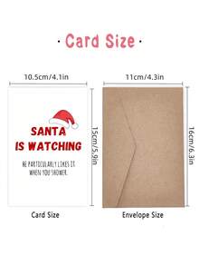 1pc Funny Christmas Greeting Card For Friend, Partner – Santa Hat Minimalist Design, Festive Humor, Thickened, With Envelope - A - View 4