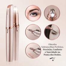 Recortadora de Cejas de Precisión - Punta Bañada en Oro de 18K - Depilación Facial Indolora, Suave y Eficaz - Diseño Ergonómico y Portátil con Luz LED - Acabado Profesional - Ver 6
