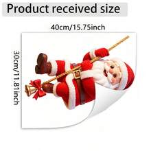 1pc Santa Claus Climbing Bell And Bow Rope Window Sticker, Double-Sided Visible PVC Electrostatic Adsorption Window Sticker, Suitable For Living Room, Bedroom, Kitchen, Dining Room, And Shop Decoration. - Multicolor - View 5