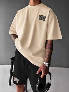 Men T-Shirt Co-Ords - Apricot - View 1