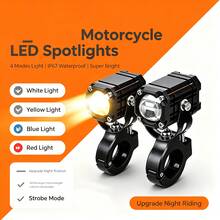Heyword 1pc/2pcs External LED Lights, Suitable For Cars And Motorcycles, Ultra-High Brightness, High And Low Beam, Explosive Flashing Yellow, White, Red Three-Color Free Switching Flashing Lights, Universal Off-Road Vehicle Lighting Work Lights - Black 2Pcs/Switch - View 3