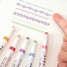 24Pcs Flower Shaped Contour Curve Pen, Highlighter Pen, Marker Pen, Wave Pen, Student Hand Pen, Key Point Marking Pen, Colored Set Of Marking Pens - Sets - View 3