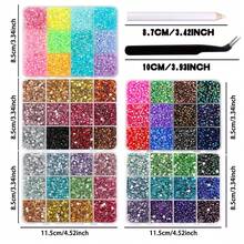12 Grids Multi Color Flat Back Resin Rhinestones Kit With Tweezers Pencil For Nail Art Fashion Glasses DIY Crafts Decoration - Multicolor - View 11