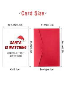 1pc Funny Christmas Greeting Card For Friend, Partner – Santa Hat Minimalist Design, Festive Humor, Thickened, With Envelope - A - View 2