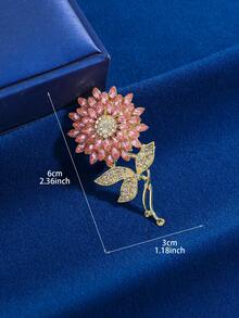 Creative Sunflower Rhinestone Brooch, Luxury High-End Women's Brooch - Pink - View 4