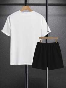 Men T-Shirt Co-Ords - White - View 4