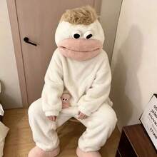 2pcs/1pc/6 Styles: White, Purple, Yellow, Green, High-Quality Loungewear, Suitable For Role Play, Unisex Set, Cute And Funny Cartoon Big Mouth Monster Thick Loungewear, Couple Style, Cartoon Loungewear - Multicolor - View 16