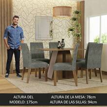 Madesa Cheryl Dining Set With Table And 6 Chairs In Brown/Cream/Imperial - Brown, Cream and Gray - View 5