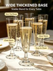 5/10/23pcs Premium Reusable Champagne Glasses, Suitable For Valentine's Day, Wedding, Birthday Party, Holiday Celebration, Tea Break, New Year, Christmas Appetizer Making - Random Styles - View 7