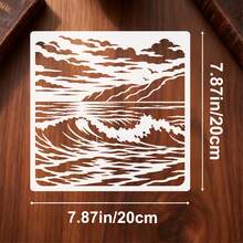 Reusable Sunset Ocean Wave Painting Stencil, Coastal Landscape Art Template, Suitable For DIY Crafts, Wall Art, Canvas, Fabric, Pillow, Gift Box, Photo Frame And Home Decor - A - View 2