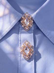 1pc/2pcs Elegant Geometric Diamond Button Cover, Shirt Button Cover Clip-On Button Cover Fashion Crystal Cufflinks Cover - White - View 1