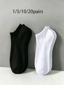 20 Pairs Korean Style Unisex Low-Cut Invisible Socks, Pure White, Soft Texture And Good Sweat Absorption, Suitable For Spring And Summer Sports With Short Skirts. 1/5/10/20 Pairs - Multicolor - View 6