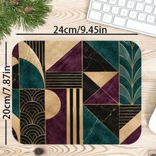 1pc Art Deco Patchwork Mouse Pad, Plum And Teal Geometric Desk Mat, Polyester Fiber Surface, Non-Slip Rubber Base, Stylish Writing Mat For Home Office, 4 Sizes Available - View 6