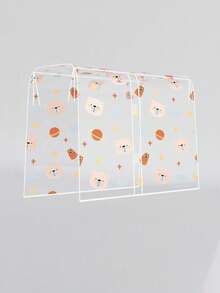 1pc Outdoor Clothes And Blanket Drying Cover - Waterproof Anti-Bird EVA Plastic Dust Cover, With Double-Pole Balcony Frame, No Power Needed For Clothes Storage And Drying, Multi-Purpose Rectangular Design, Balcony Storage Rack, Playful Pattern Design, Sturdy Pole Support, Luggage - Multicolor - View 14