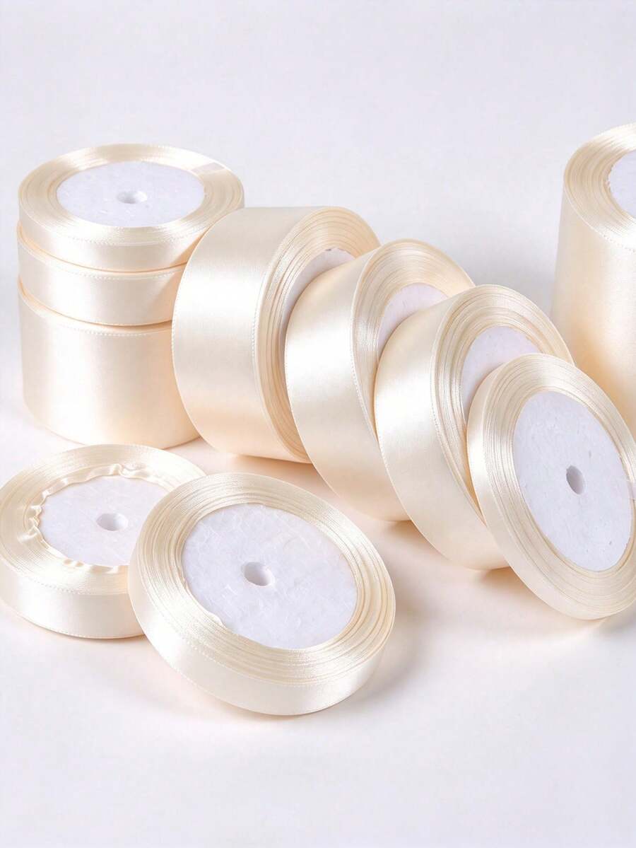 25碼/捲象牙色緞帶 米色雙面緞帶,適用於禮物包裝、蝴蝶結製作、花束、DIY手工藝、永生緞面玫瑰、新娘派對、節日婚禮生日派對裝飾、婚禮配件、聖誕裝飾 - 象牙白 - 查看 1