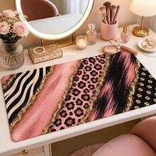 1pc Abstract Zebra And Floral Mouse Pad With Metallic Gold Effect Print, 4 Color Options, Extended Desk Mat Polyester Surface With Non-Slip Rubber Base For Office, Home, Dorm And Gaming, 3 Sizes Available - View 14