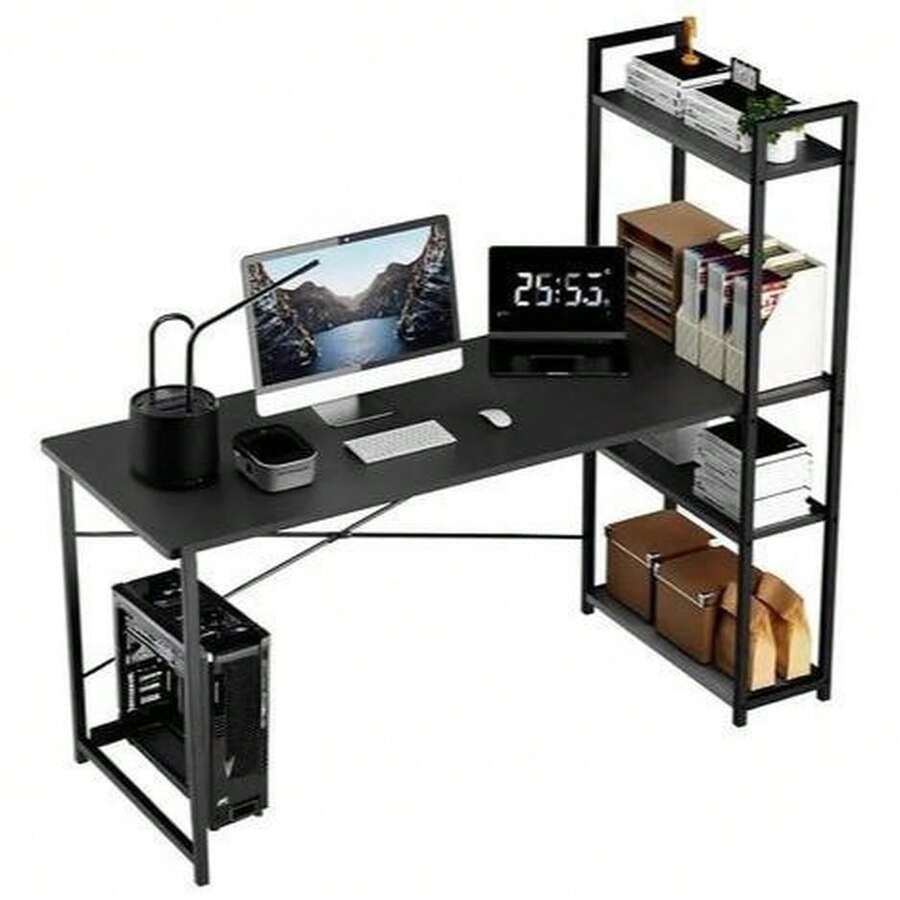 Minimalist Home Computer Desk 100*40*100 Beige - Black - View 1
