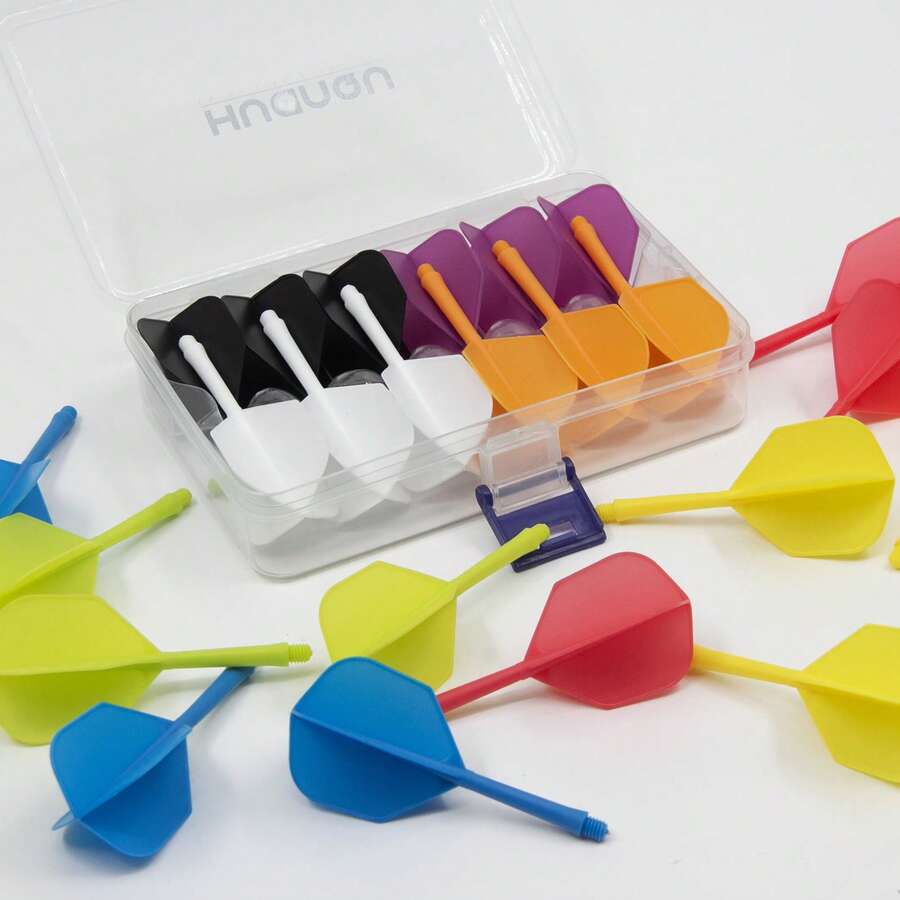 24pcs Integrated Dart Flight Set, 3pcs/Set 8-Color Solid Color Combination, 2BA Universal Thread Integrated Molded Dart Accessories, Anti-Drop And Non-Bending, Replacement Spare Dart Flights And Shafts, Suitable For Hard And Soft Tip Darts, Dart Practice, Indoor Competition, Leisure Gathering Training Replacement Consumables - Multicolor - View 1
