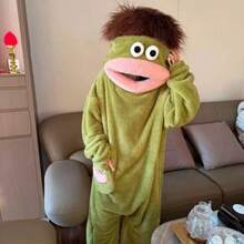 2pcs/1pc/6 Styles: White, Purple, Yellow, Green, High-Quality Loungewear, Suitable For Role Play, Unisex Set, Cute And Funny Cartoon Big Mouth Monster Thick Loungewear, Couple Style, Cartoon Loungewear - Multicolor - View 22