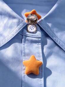 1pc/2pcs Cute Star Buttons Decoration, Shirt Button Cover Clip-On Buttons Decor, Fashionable Crystal Cufflink Decoration, Suitable For Tuxedo And Wedding Dress - Yellow - View 2