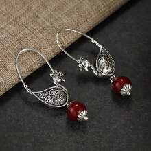 Women's Vintage Phoenix Design Long Ear Hooks, Atmospheric Vintage Earrings, Suitable For Daily Commute And Travel Wear - Silver - View 2
