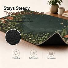 1pc Dark Green Cottagecore Mushroom Large Desk Mat, Non Slip Extended Gaming Mouse Pad, Forest Aesthetic Desktop Decor - View 7