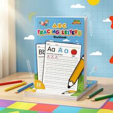 1set Cuaderno de ejercicios de trazado de patrones de letras, diseño de práctica de letras, impresión clara y fácil de seguir, para estudio en escritorio, suplemento de cuaderno y entrenamiento de ocio - Multicolor - Ver 1