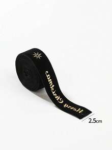 1pc Christmas Holiday Ribbon, Velvet Gold Foil Bowknot Print, Satin Ribbon Christmas Tree Decoration Scene Arrangement, Gift Box Decorative Ribbon - Multicolor - View 8